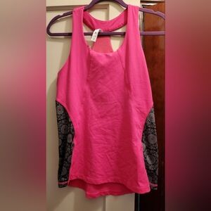 Pink and Black Sleeveless Scoop Neck Tank Top